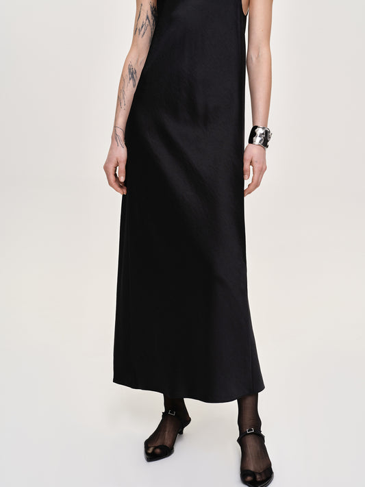 (Pre-order) Satin Maxi Dress, Black