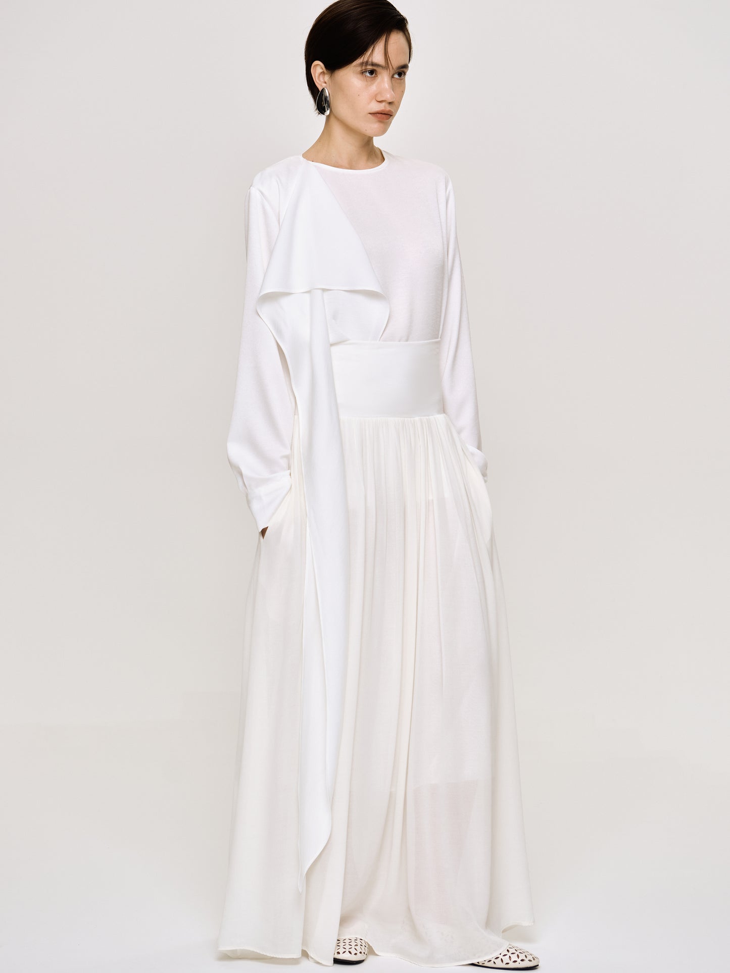 Ocelia Drop Waist Maxi Skirt, White