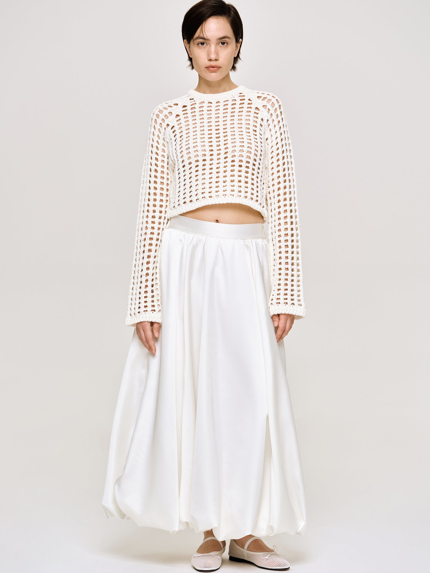 Kaleido Puffball Skirt, White