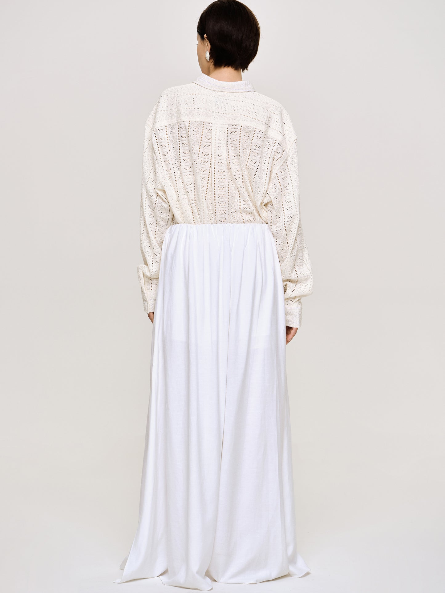 Dhanila Floor-Length Linen Skirt, Optic White