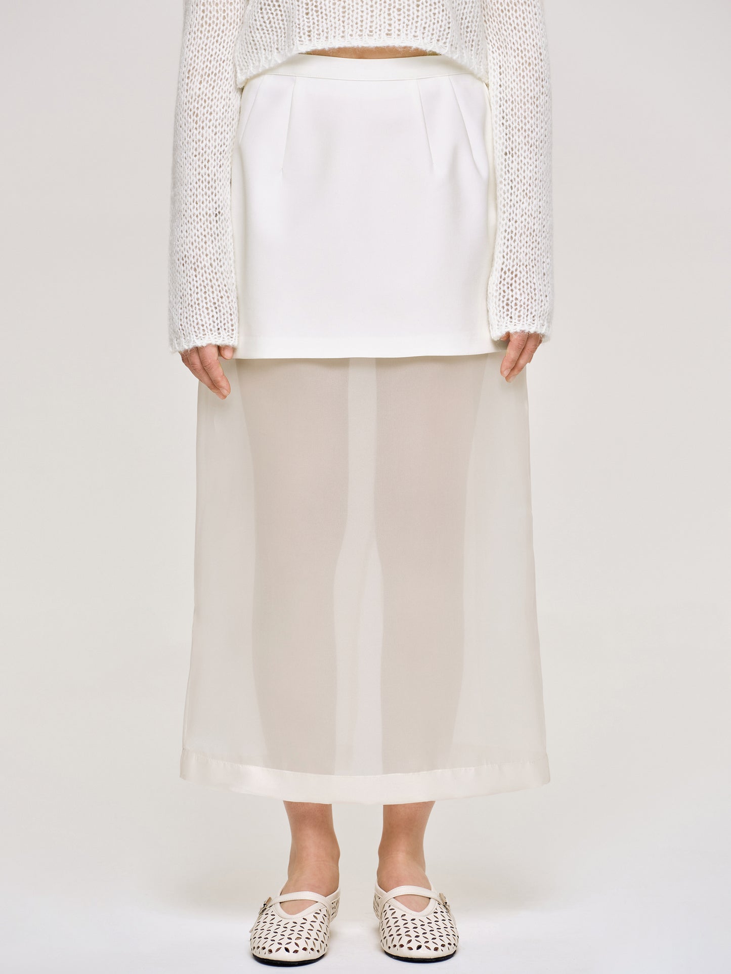 (Pre-order) Sheer Midi Skirt, White