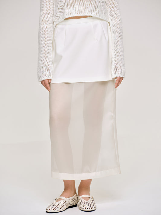 (Pre-order) Sheer Midi Skirt, White