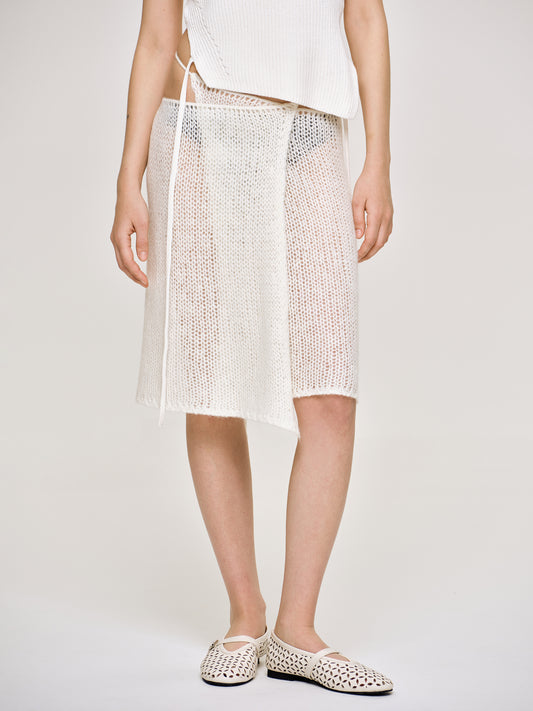 Semi-Sheer Knit Skirt, Birch