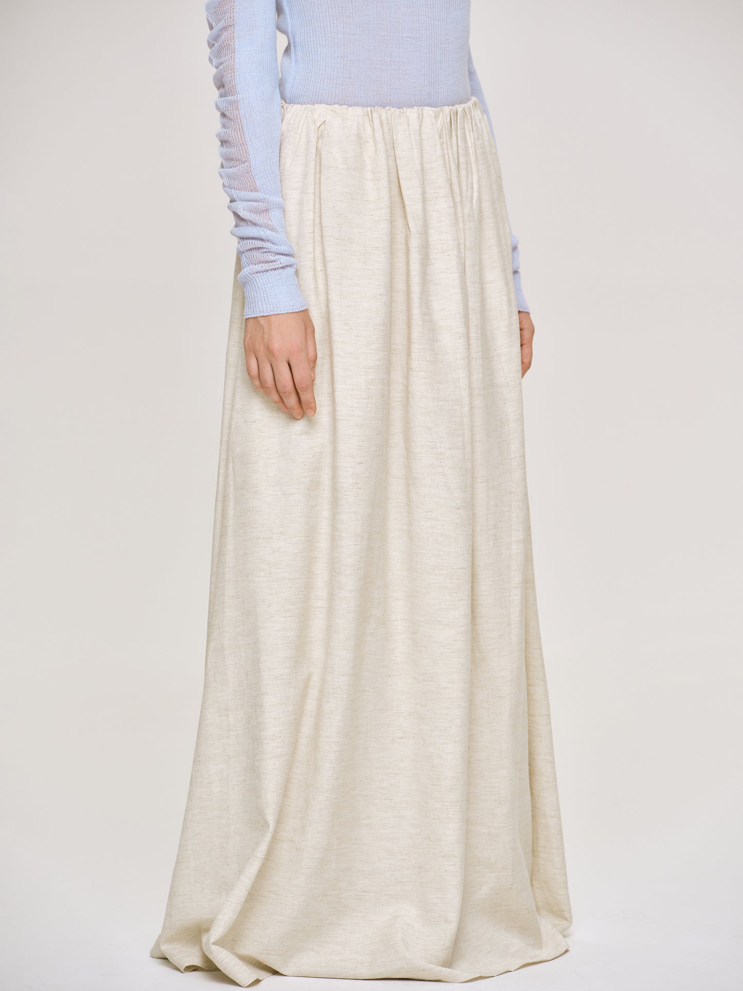 Dhanila Floor-Length Linen Skirt, Natural