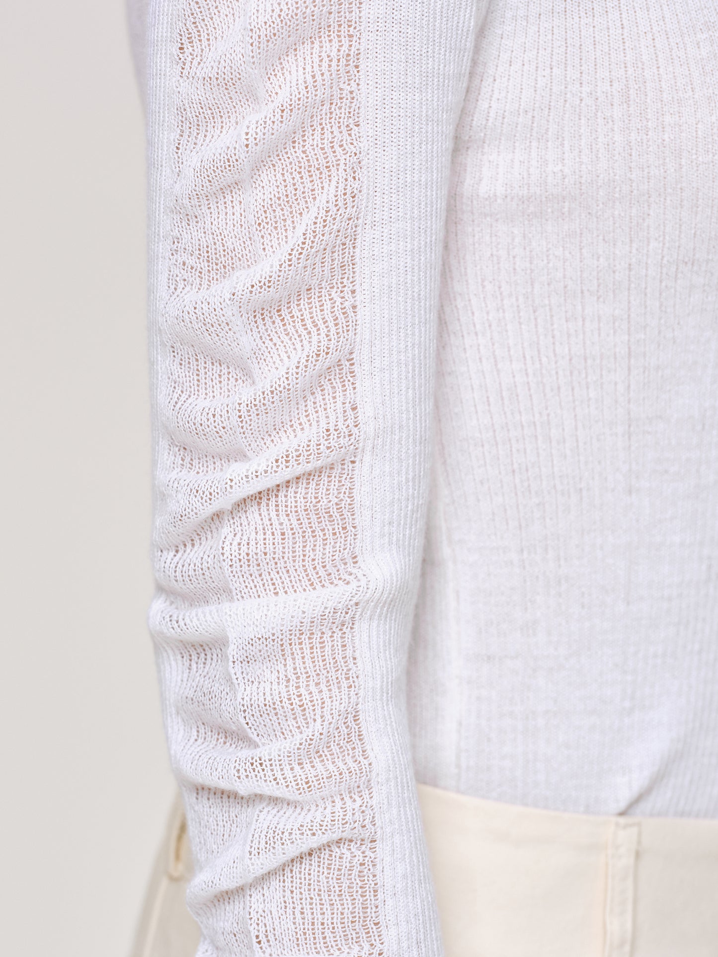 Sheer Sleeve Knit, White