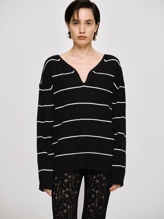 Deep V-Neck Sweater, Black