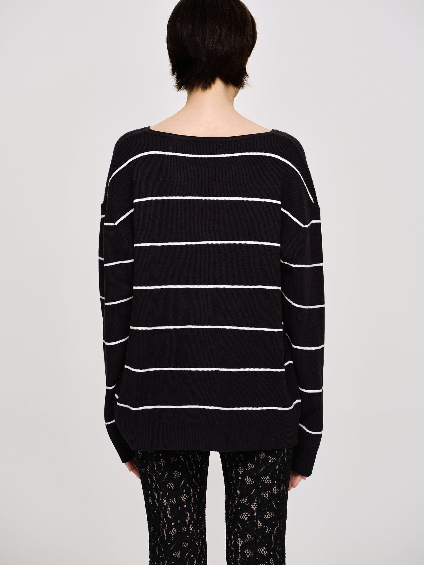 Deep V-Neck Sweater, Black