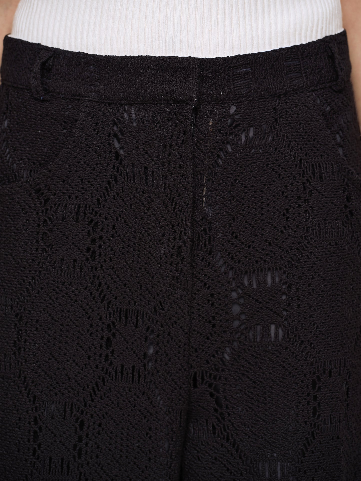 Sevilla Crochet Wide Trousers, Black