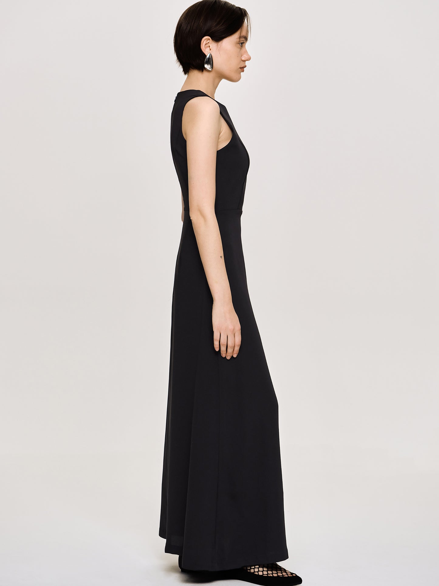 Fitted Maxi Dress, Black