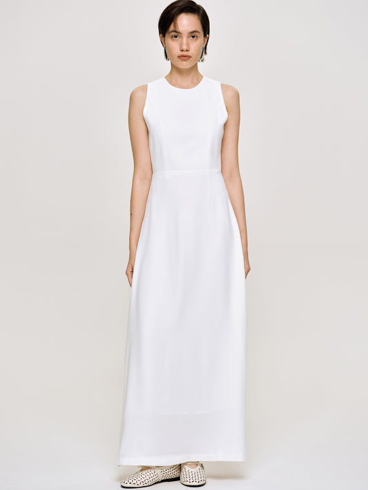 Fitted Maxi Dress, White