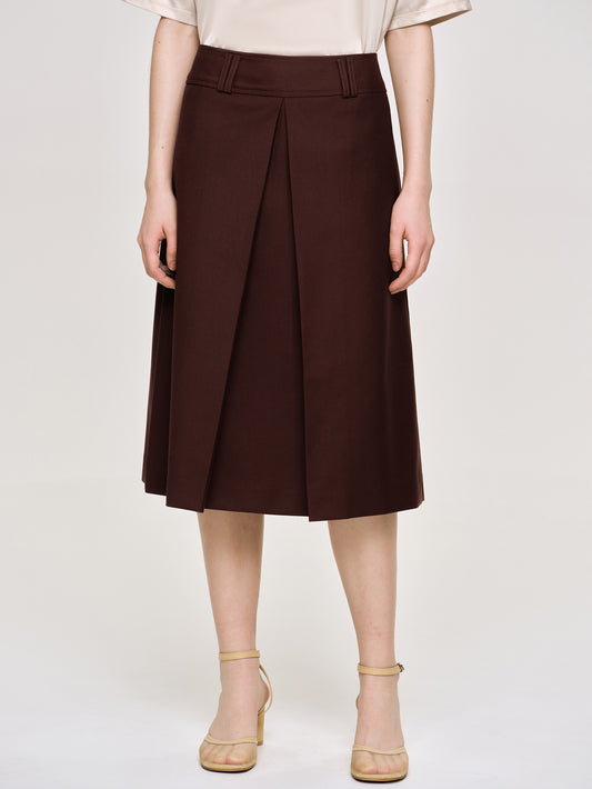 Pleated Midi Skirt, Black Cherry