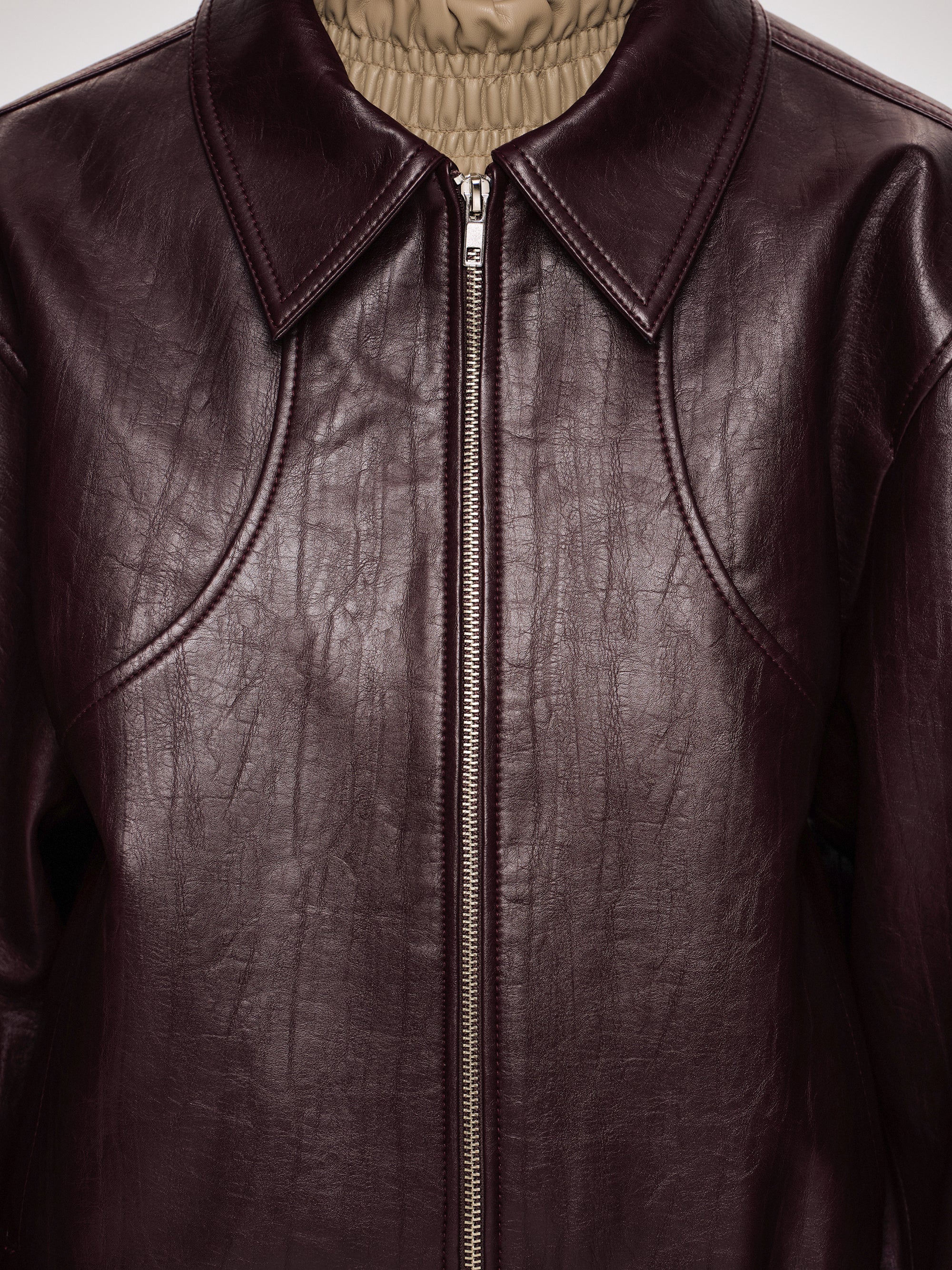 Ennio Faux-Leather Bomber Jacket, Mahogany – SourceUnknown