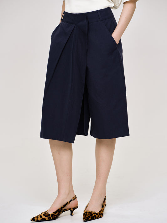 Wrapped Cotton Shorts, Navy