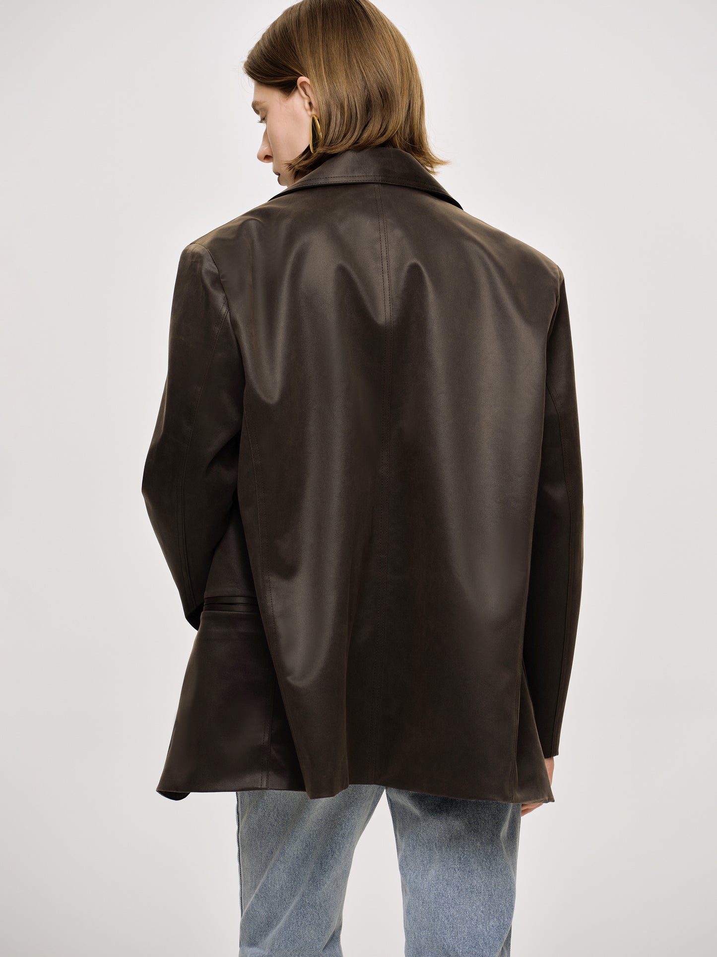 Washed Faux Leather Jacket, American Bronze