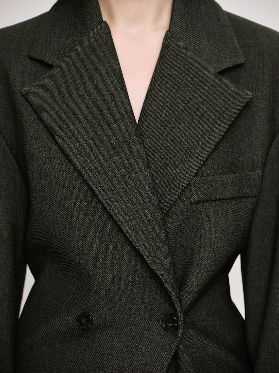 (Pre-order) Nangy Double Breasted Cinched Blazer, Charcoal Grey â SourceUnknown