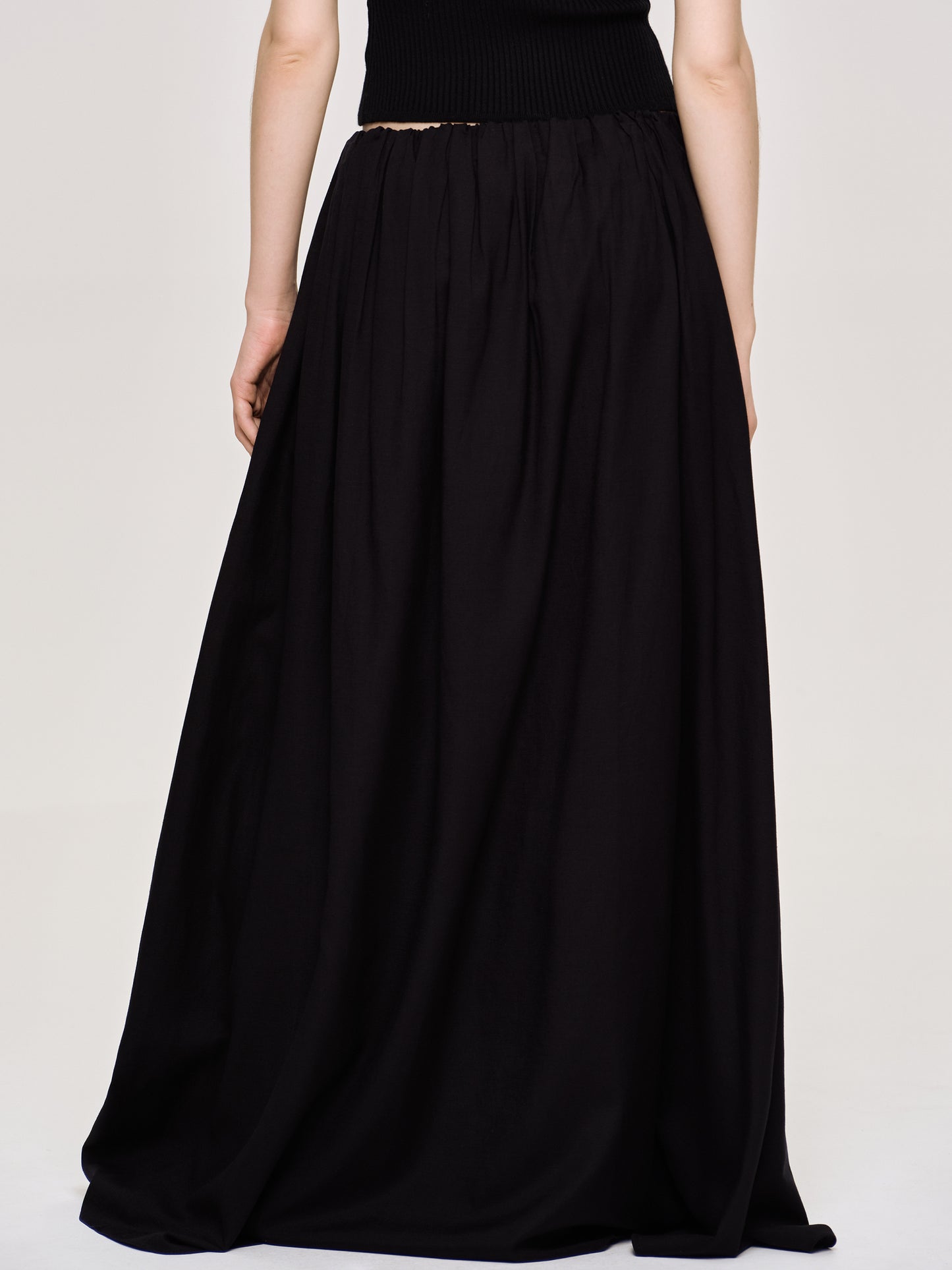 Dhanila Floor-Length Linen Skirt, Black