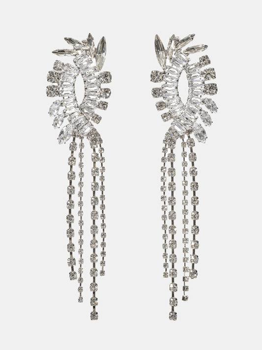 Crystal Drop Earrings, Silver