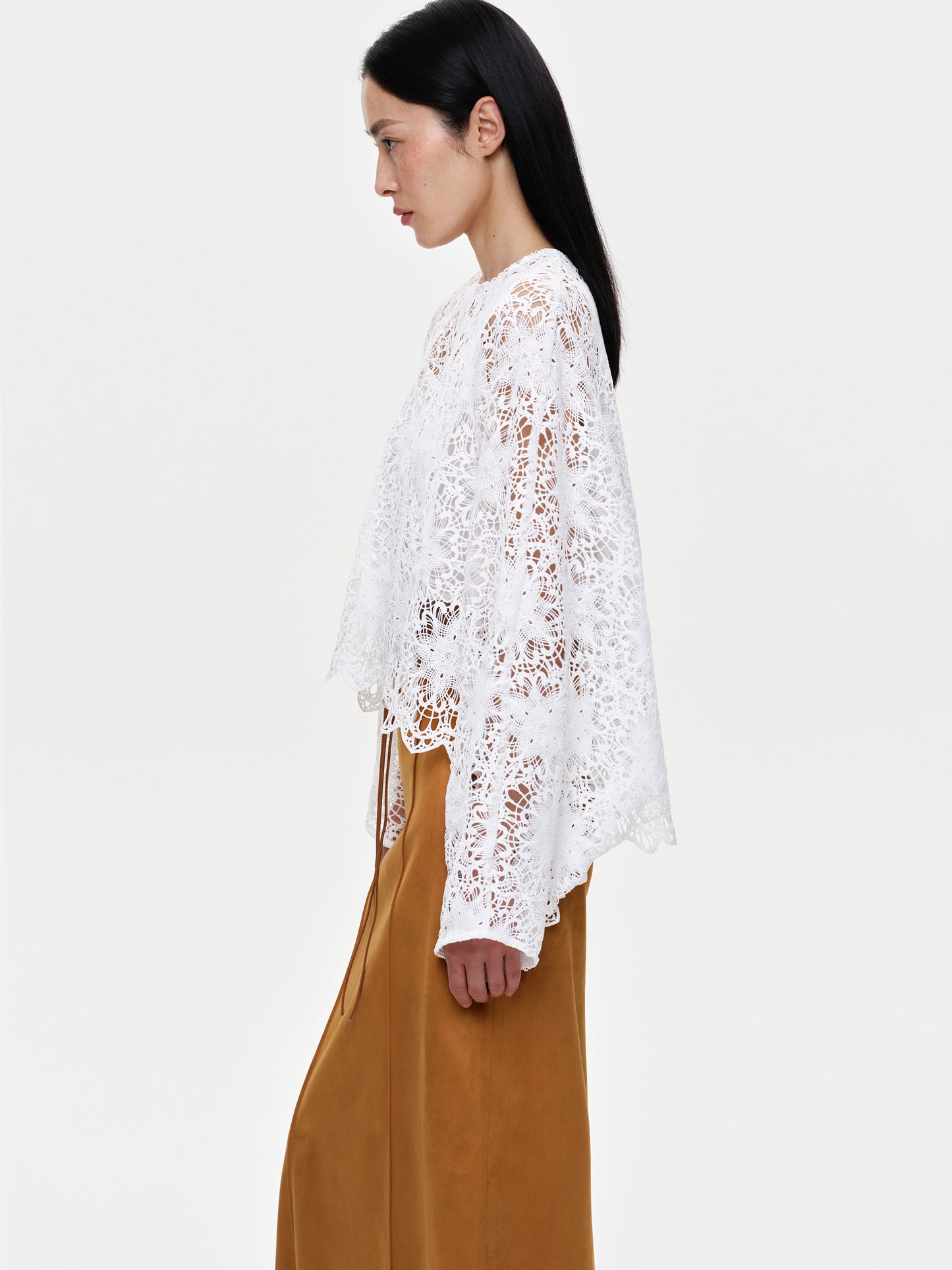 Solene Floral Lace Blouse, White