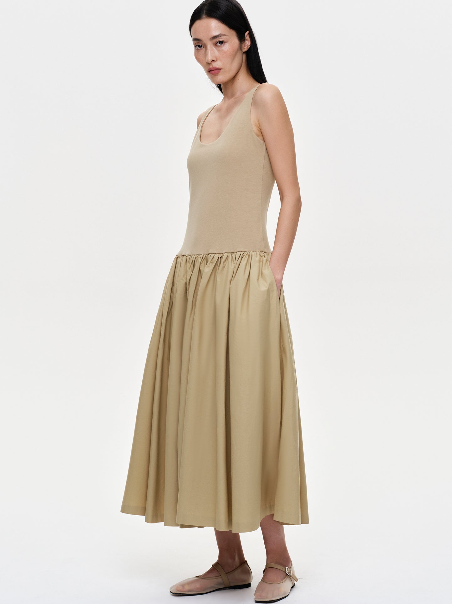 Drop Waist Maxi Dress, Camel