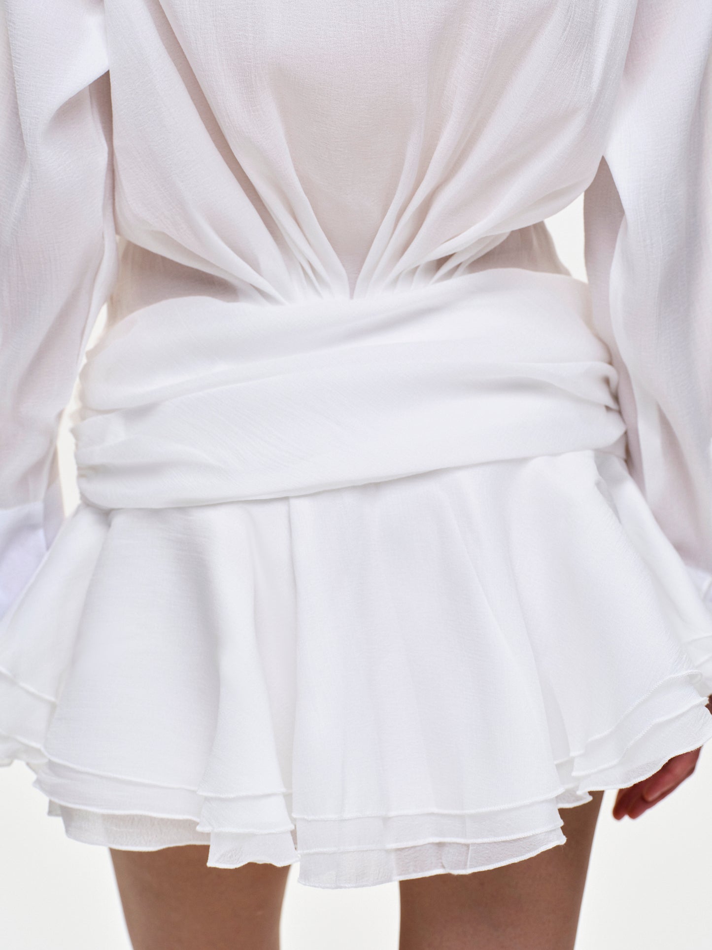 (Pre-order) Tulle Shirt Minidress, White