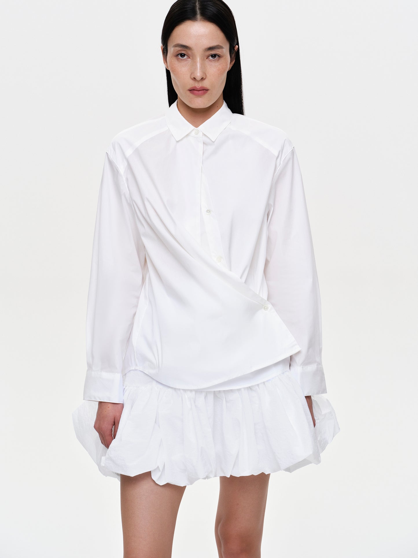 Twisted Button Shirt, White