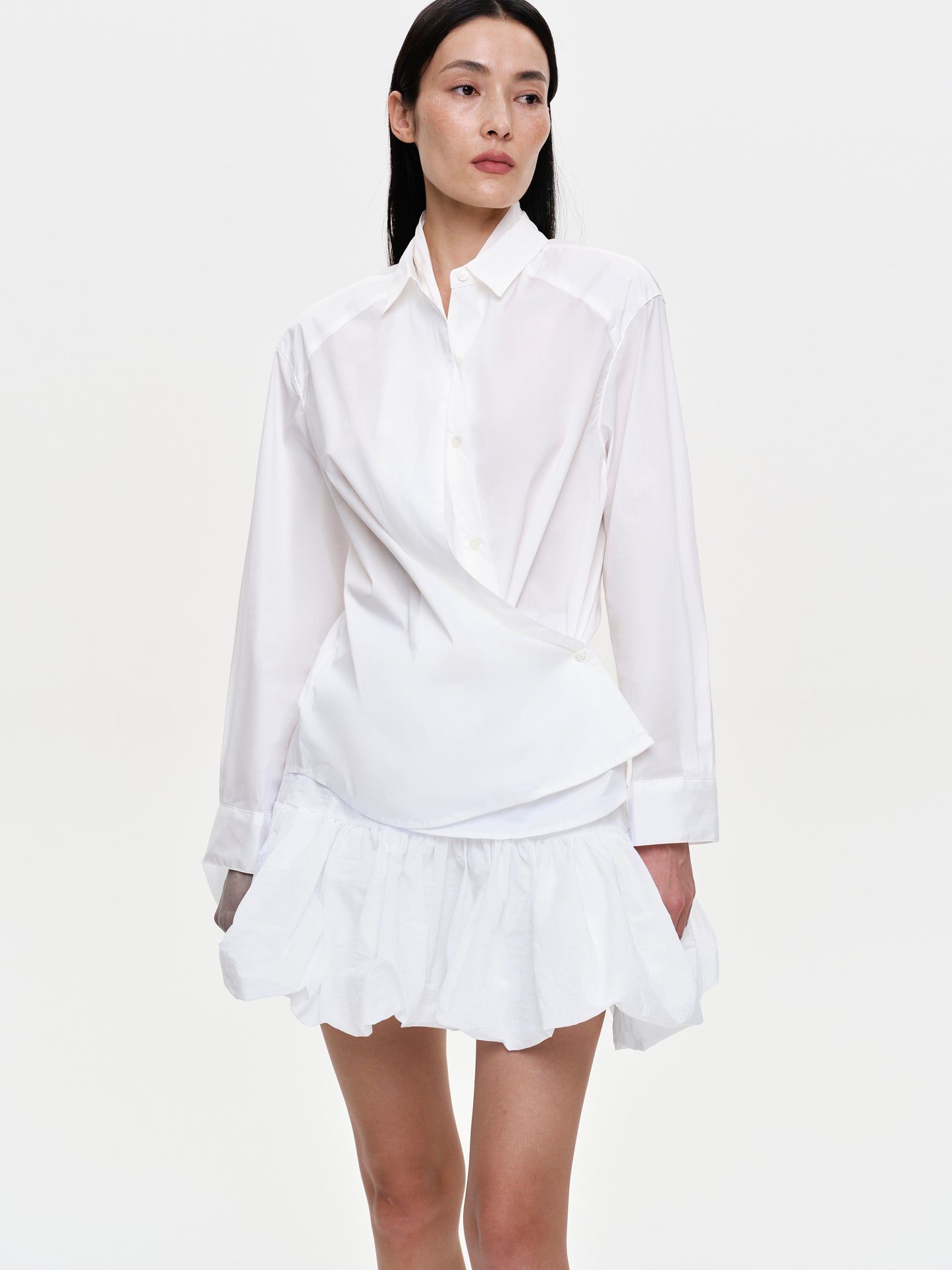 Twisted Button Shirt, White