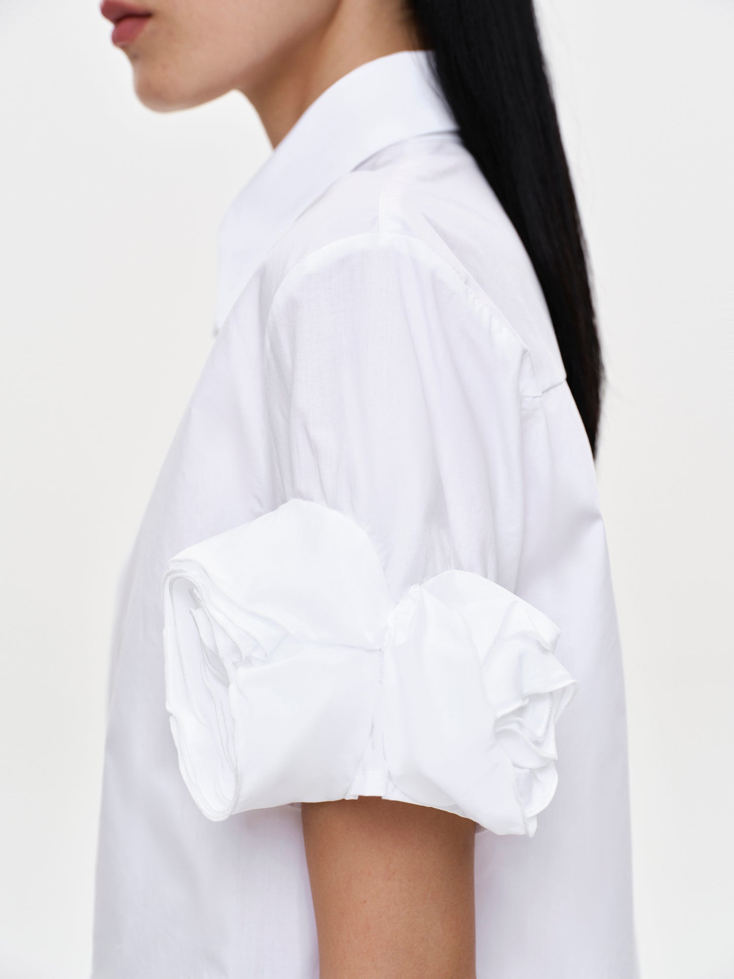 Applique Poplin Shirt, White