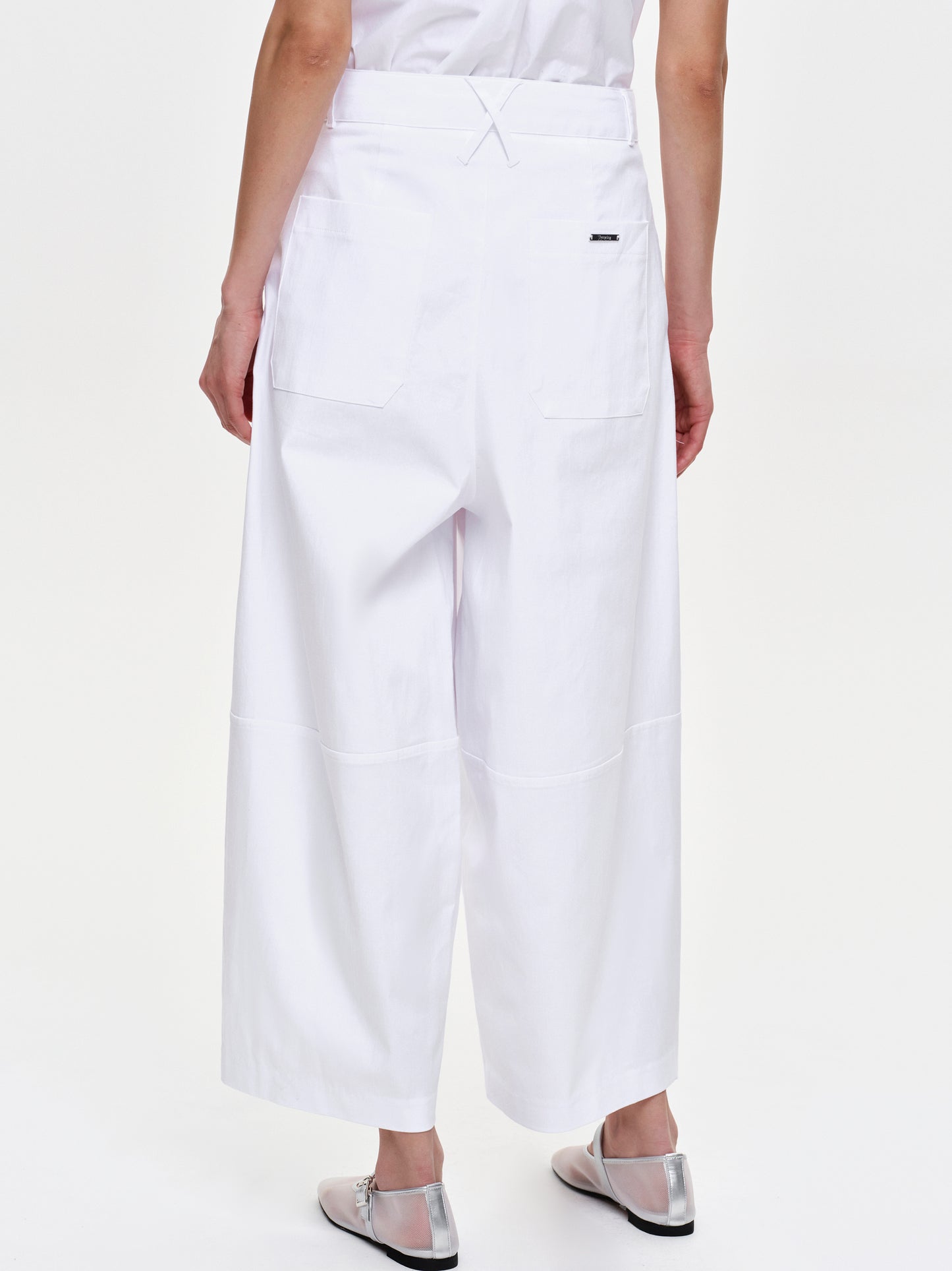 Wide-Leg Cropped Trousers, White