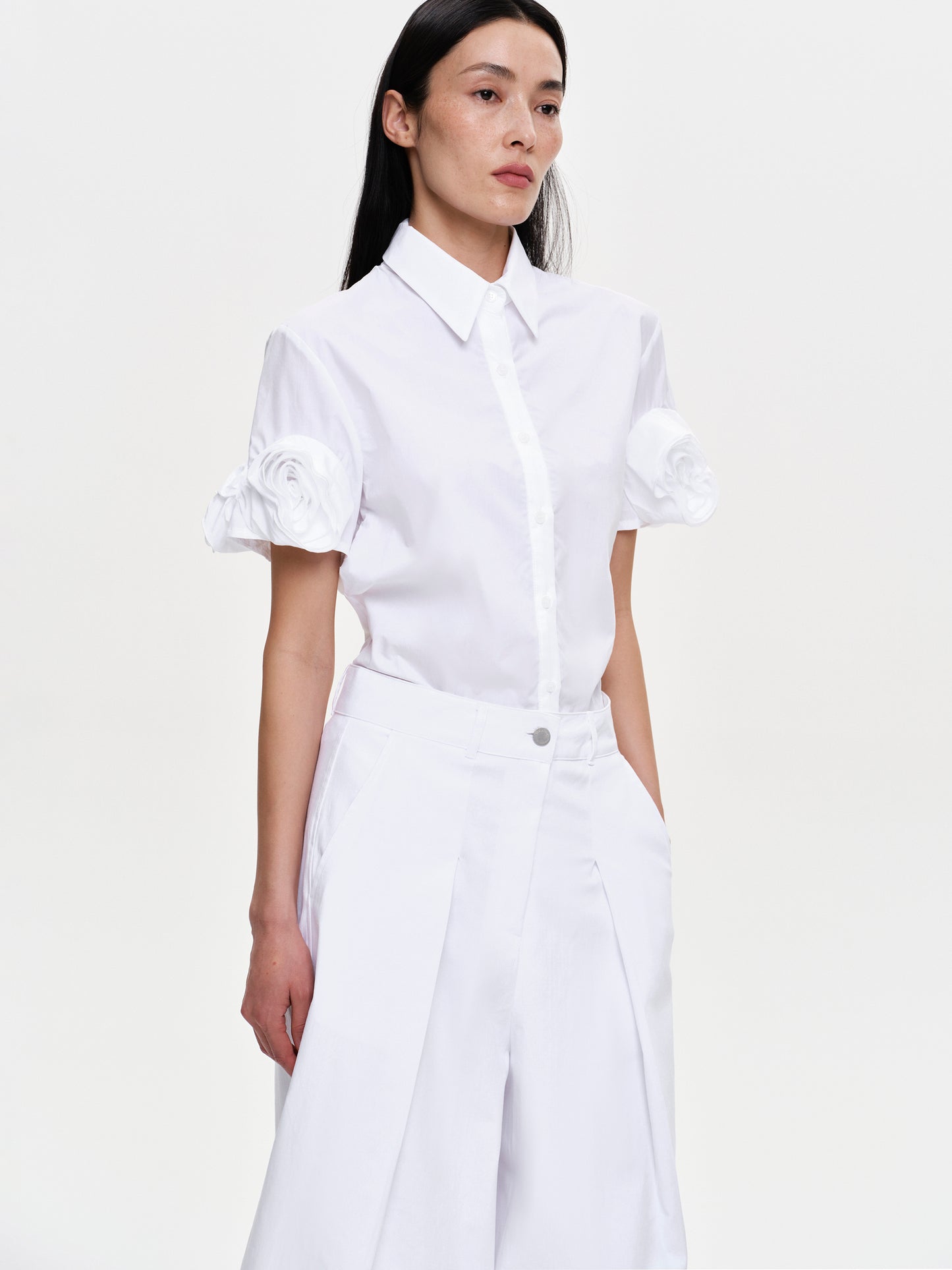 Applique Poplin Shirt, White