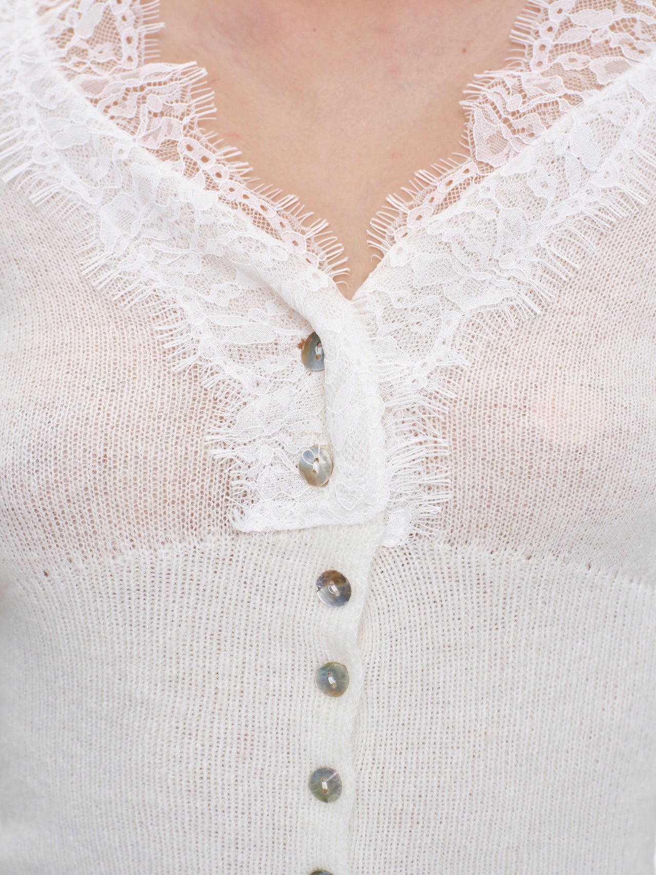 TWS-252TP3405 IVORY LACE KNIT ZIP CARDIGAN main image 0
