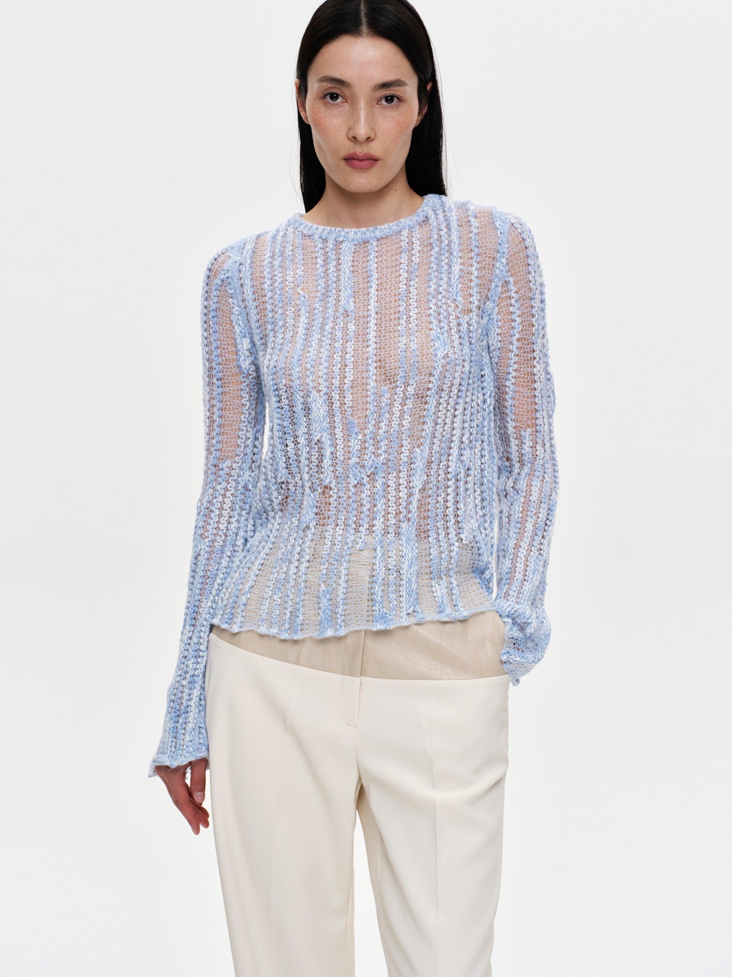 (Pre-order) Semi-Sheer Ladder Knit, Sky Blue