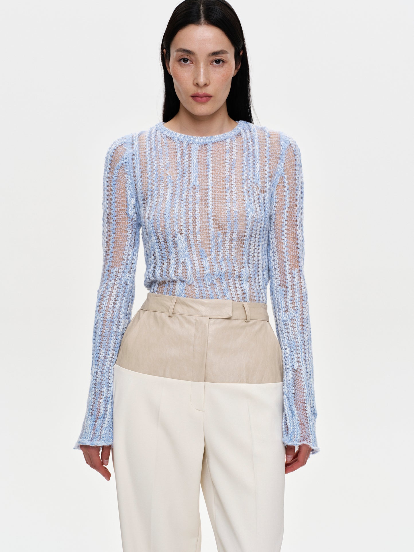 (Pre-order) Semi-Sheer Ladder Knit, Sky Blue