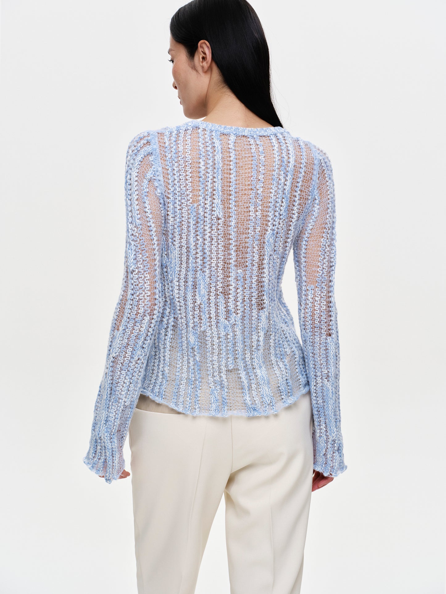 (Pre-order) Semi-Sheer Ladder Knit, Sky Blue