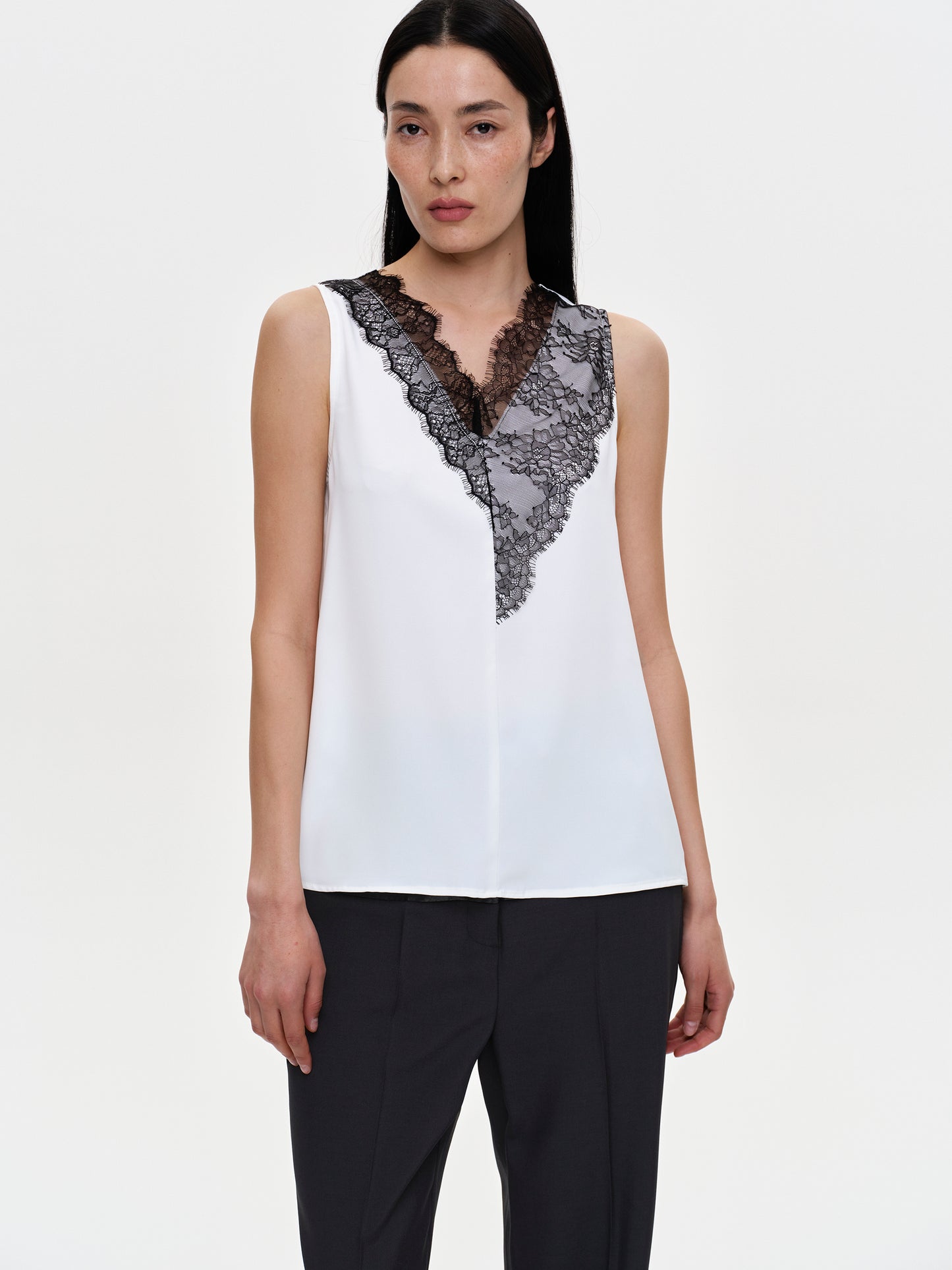 Corded-Lace Top, White
