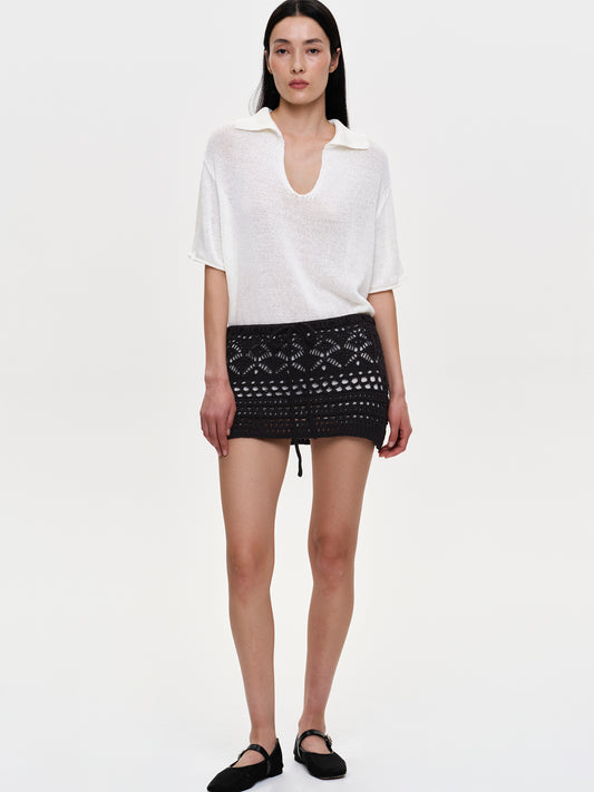 (Pre-order) Crochet Knit Miniskirt, Black