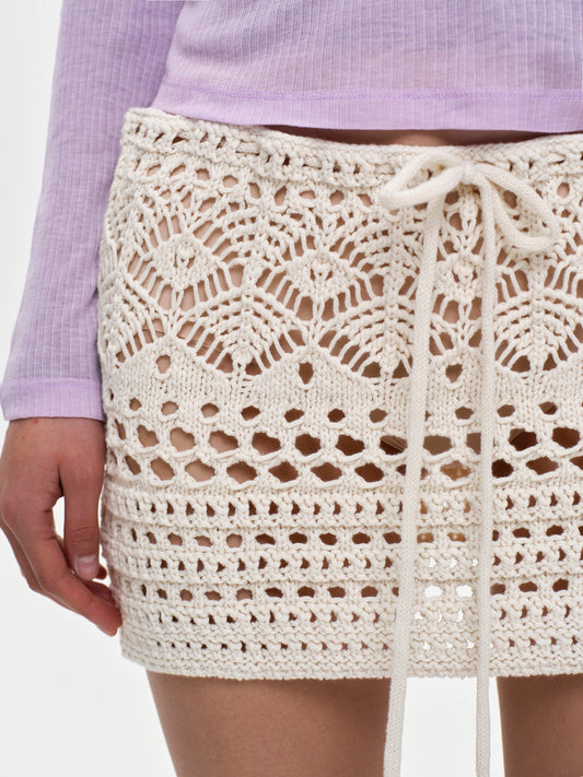 (Pre-order) Crochet Knit Miniskirt, Natural