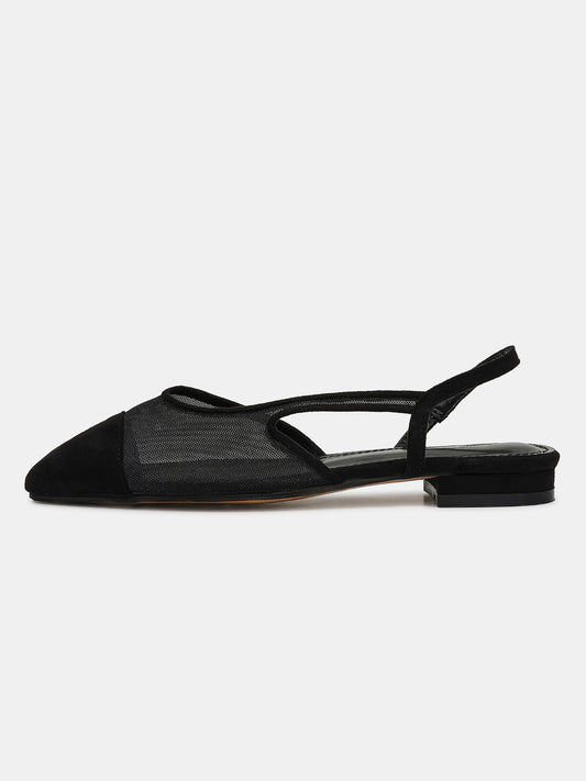 Slingback Tulle Sandals, Black