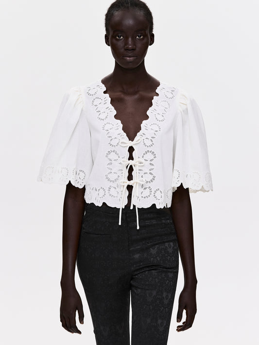 Broderie Anglaise Blouse, Ivory