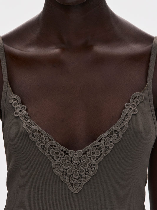 Aerin Embroidery Lace Camisole, Desert Taupe