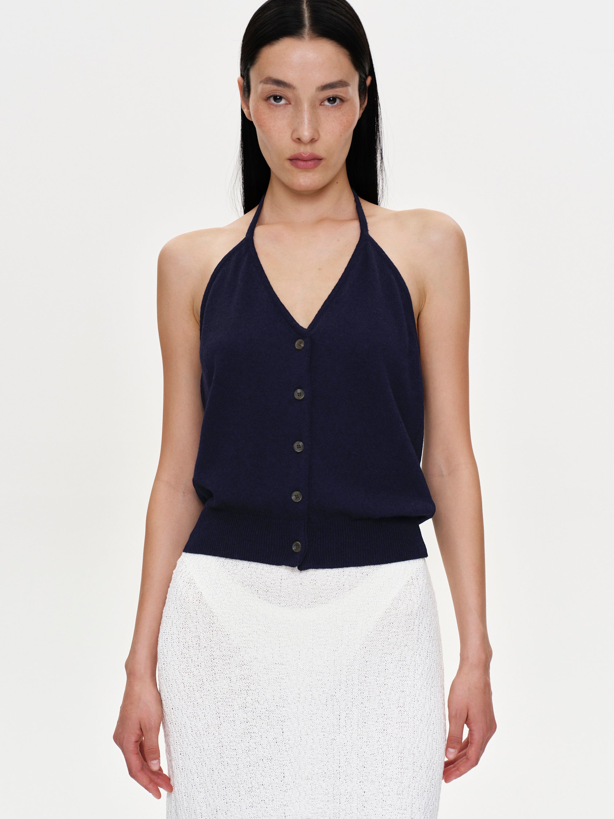 (Pre-order) Rear Tie Backless Knit, Navy – SourceUnknown