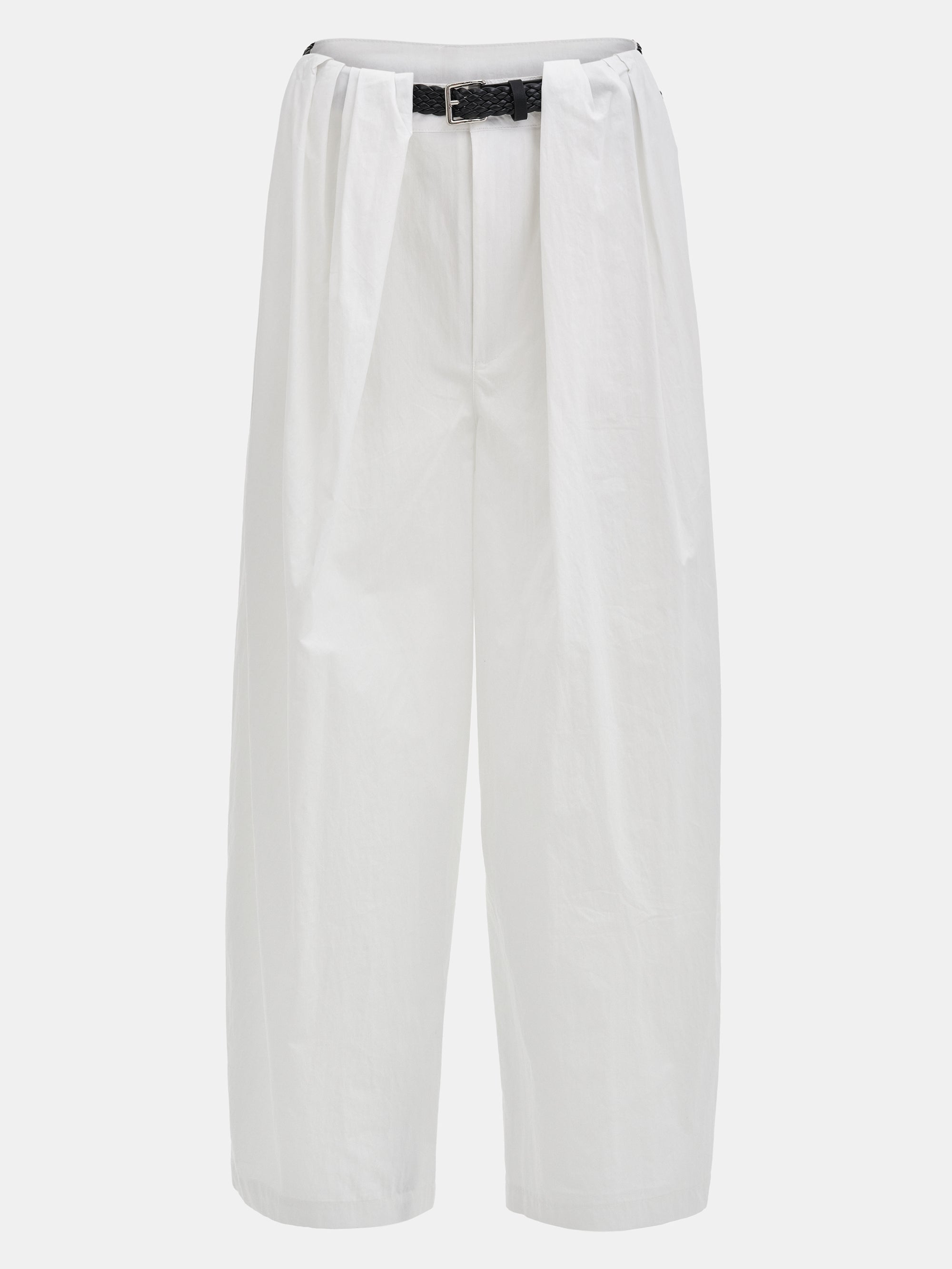Belted Volume Pants, White