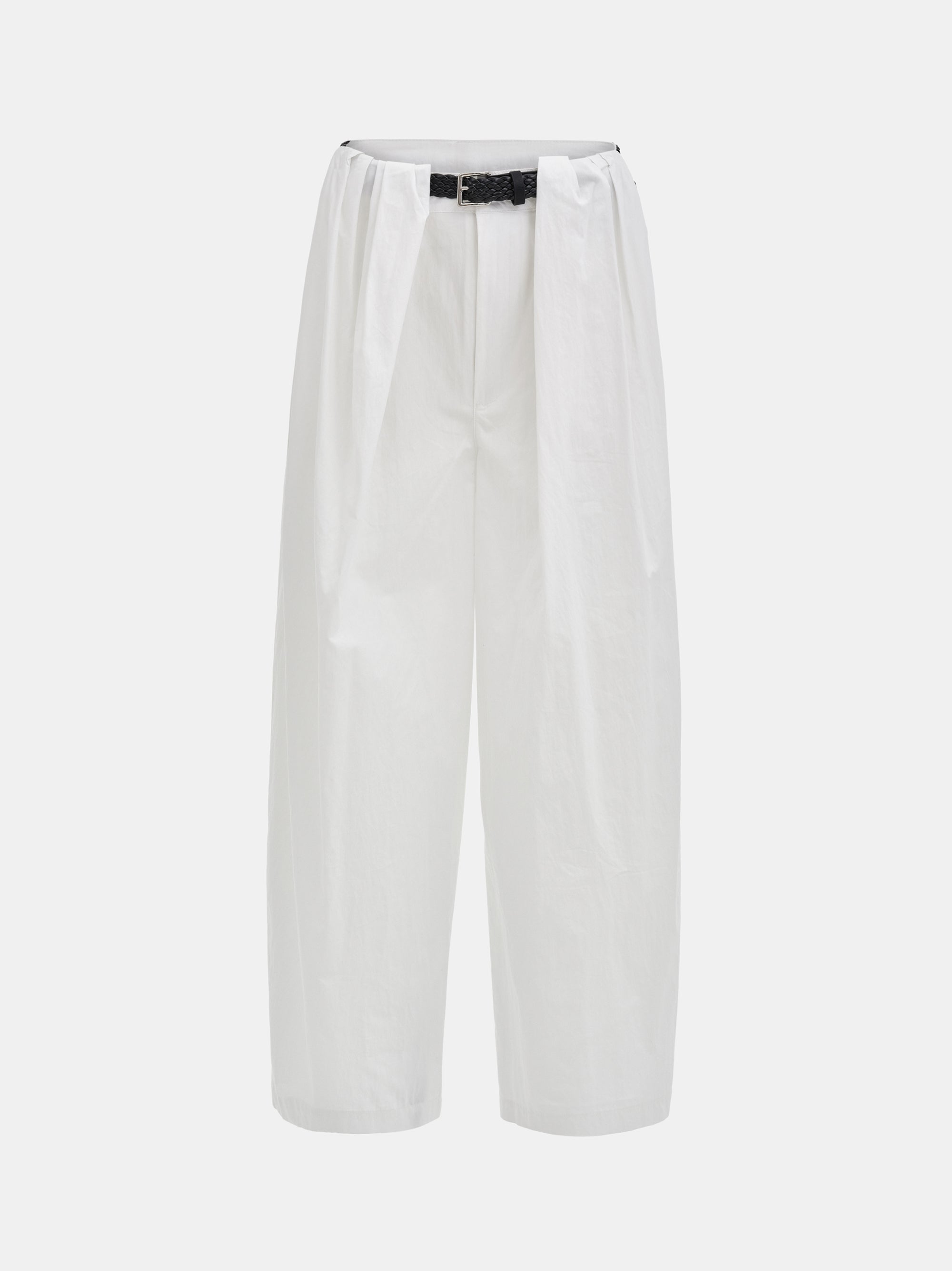 Belted Volume Pants, White