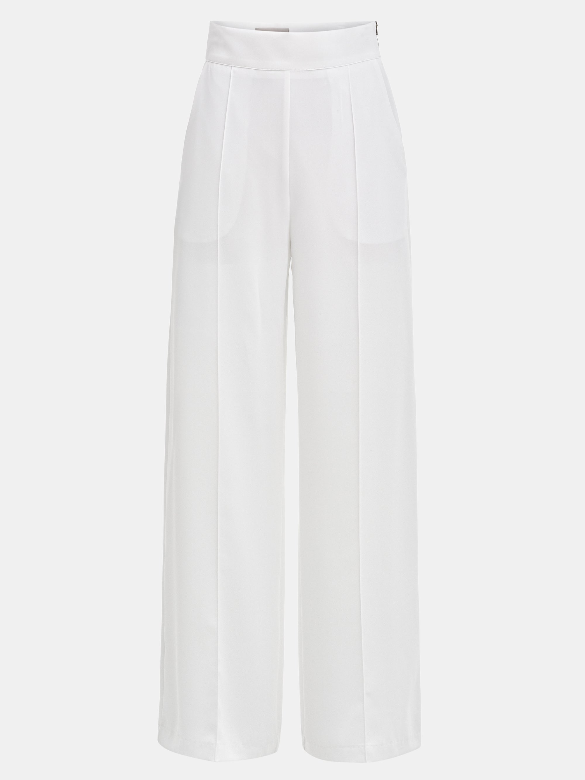 High-Waisted Crepe Pants, White