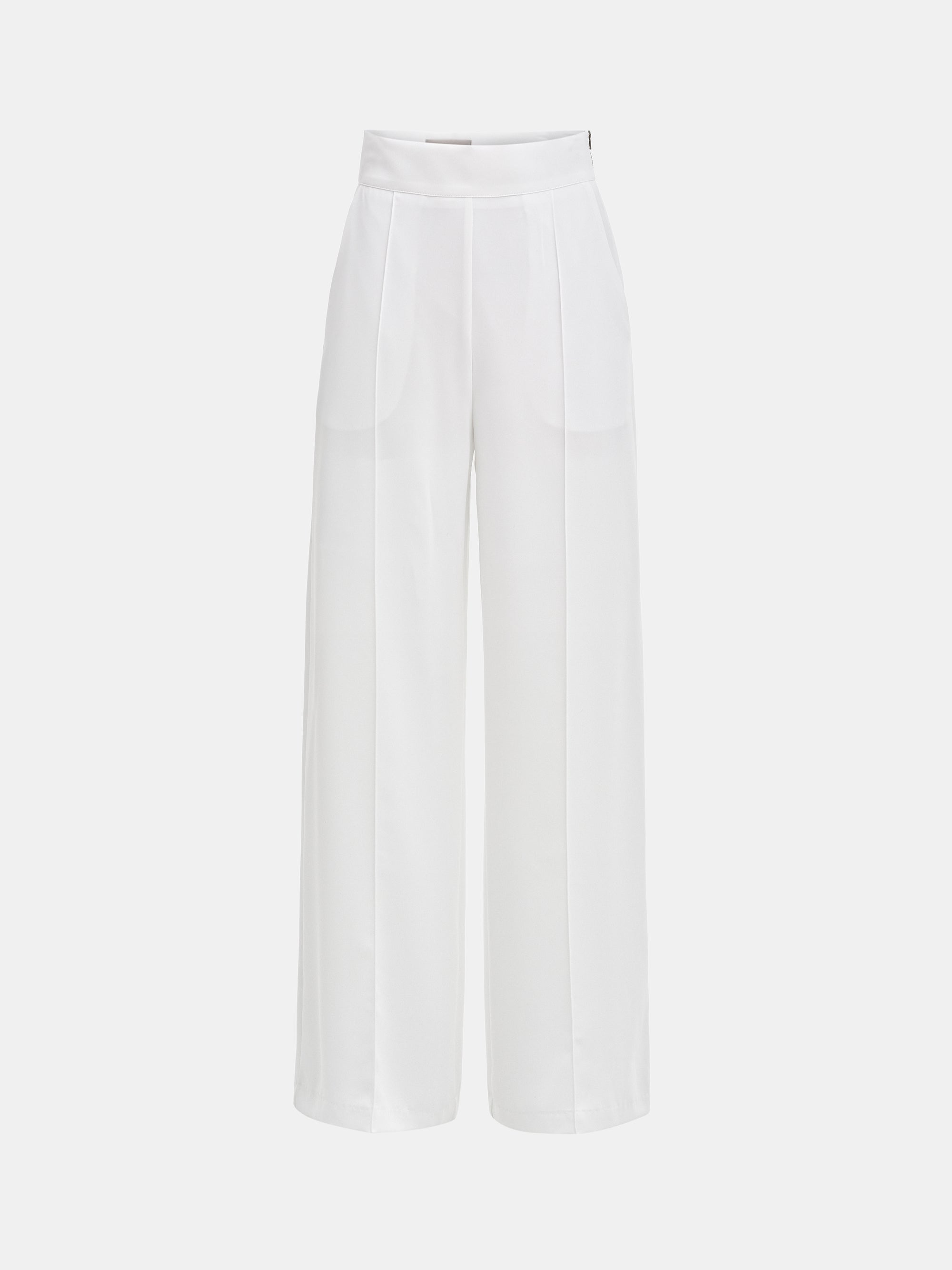 High-Waisted Crepe Pants, White