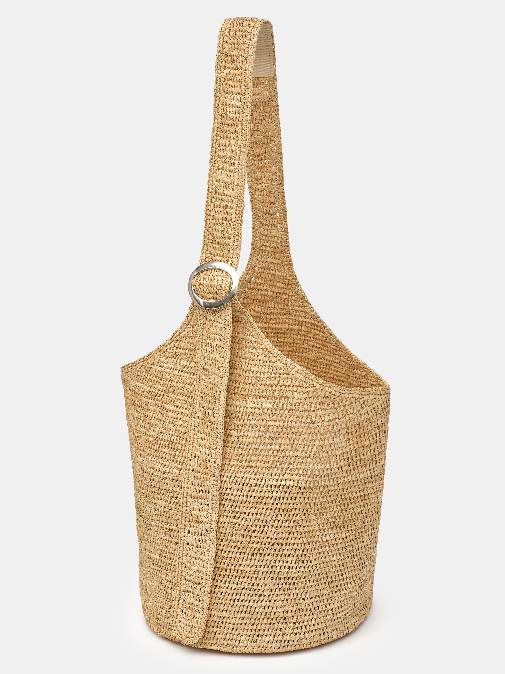 Raffia Bucket Bag, Natural