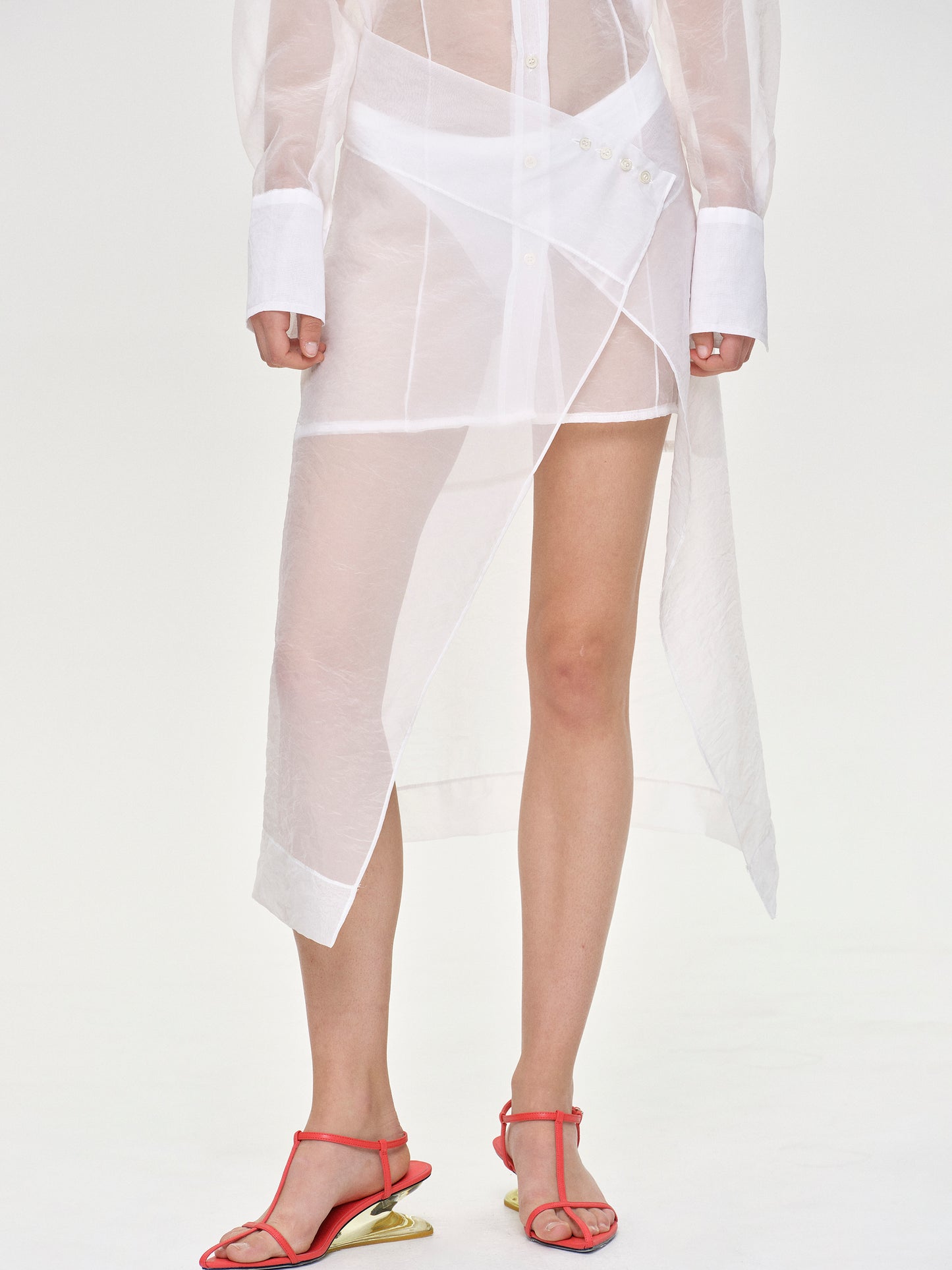 (Pre-order) Gatti Sheer Chiffon Wrap Skirt, White