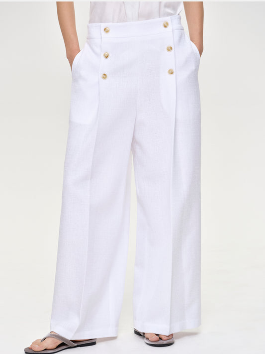 Wide-Leg Sailor Pants, White