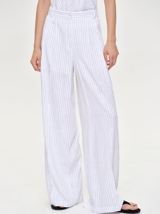 Paolore Linen Trousers, White Stripe