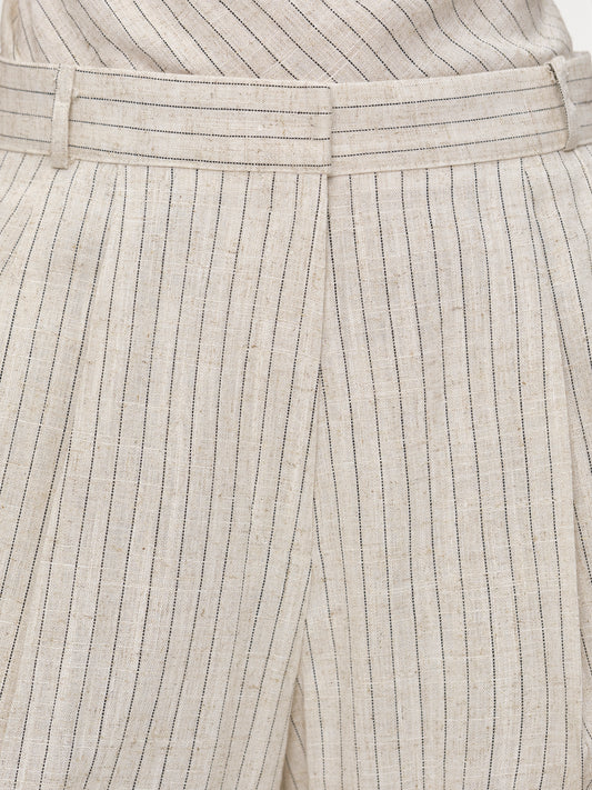 Paolore Linen Trousers, Beige Stripe