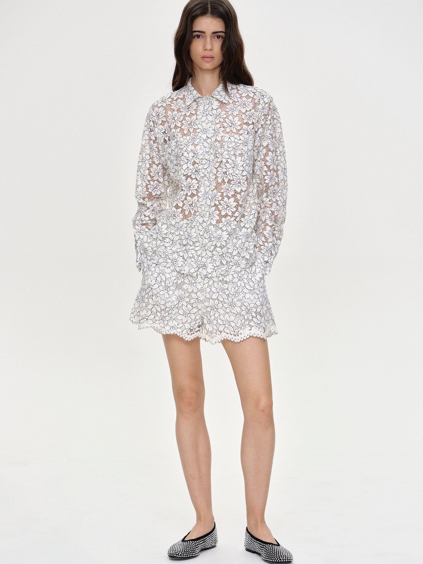 Casati Daisy Embroidered Lace Shirt, White